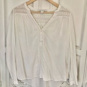 Diane Von Furstenberg Cream Blouse with Lace Accents